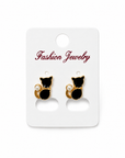 Cat & Faux Pearl Stud Earrings