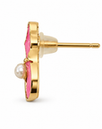 Cat & Faux Pearl Stud Earrings