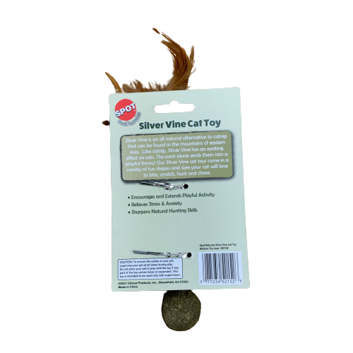 Silver Vine Cat Toy cat nip ball x 2 package backside