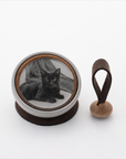 Tailo pet memorial bell in Chocolate with a dark brown mallet and mat