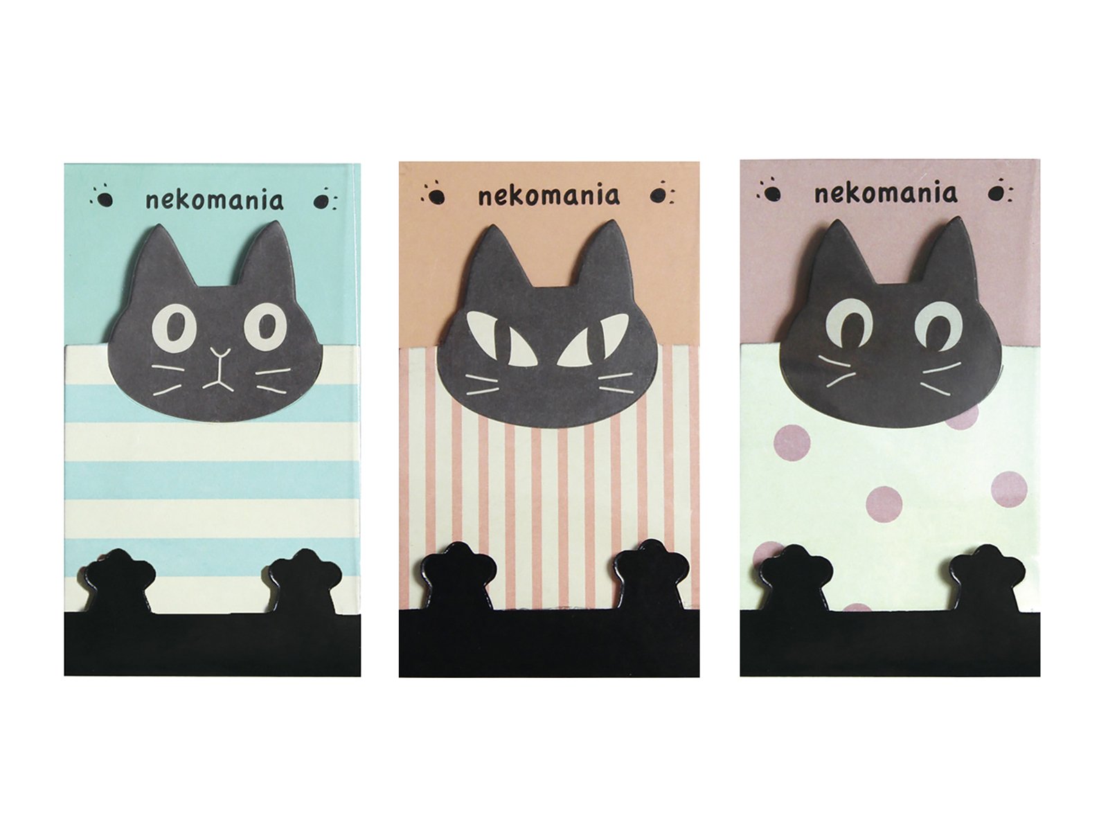 Kitty Memo Pads - Set of 3 (Mint Green, Orange, Pink)