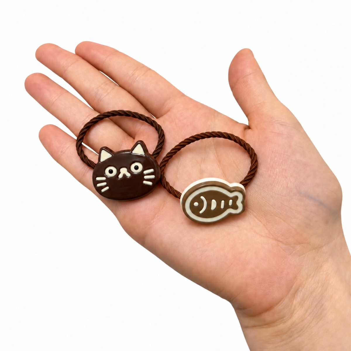 Cat &amp; Fishbone Hair Ties – Set of 2