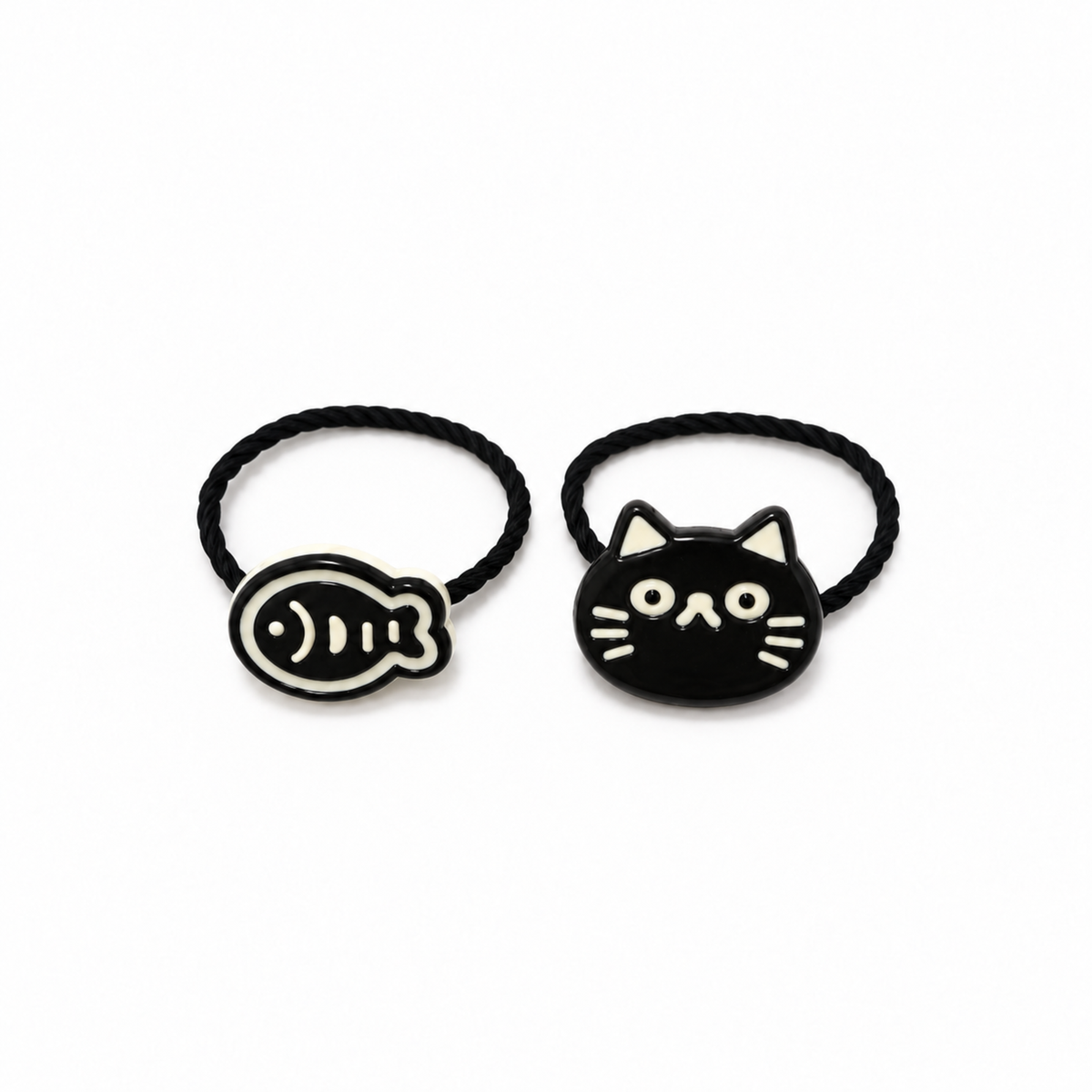 Cat &amp; Fishbone Hair Ties – Set of 2