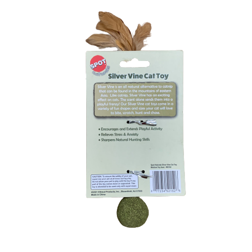 Silver Vine Cat Toy cat nip ball package backside